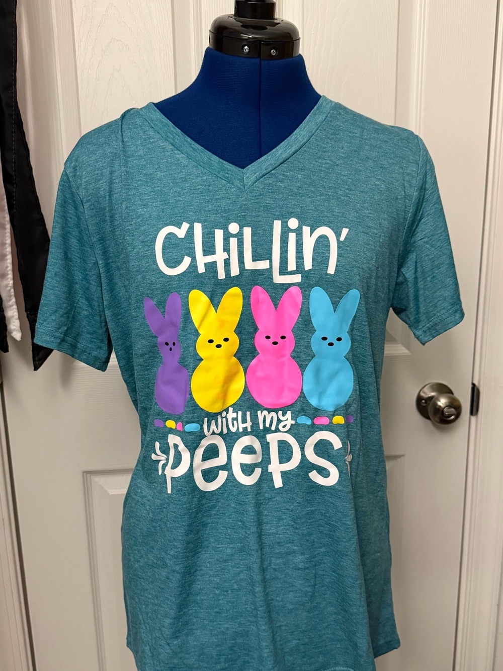 Chillin' With My Peeps Teal Graphic Tee